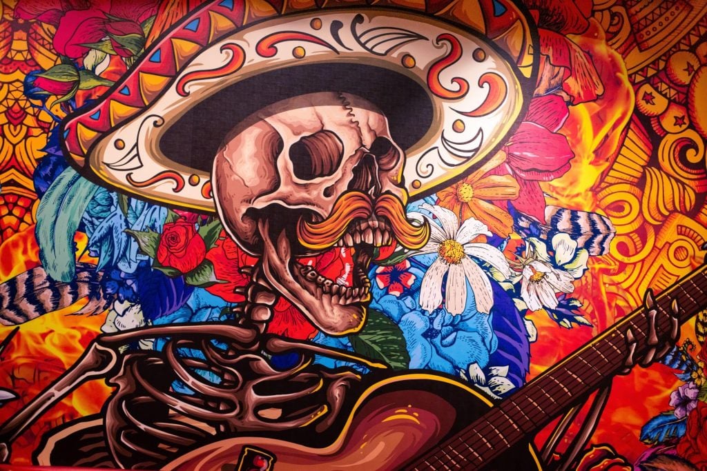 dia de muertos skull and crossbones